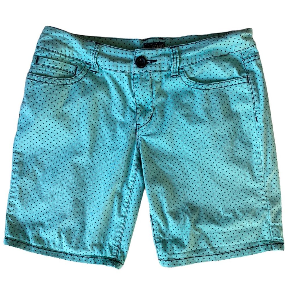 Y2K Bebop Polka Dot Denim Bermuda Shorts Mint Green Teal Indie Sleeze Kidcore-7